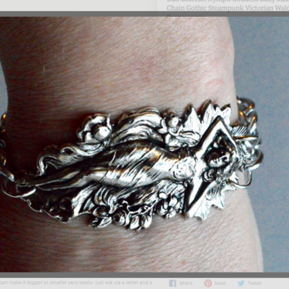 Art Nouveau Goddess Woman Bracelet Nymph Silver - Picture 2 of 6